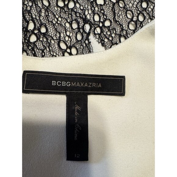 BCBGMaxAzria Rumor Dress 12 Ivory Black Stretch Sheath Sleeveless Career Church - Picture 8 of 15